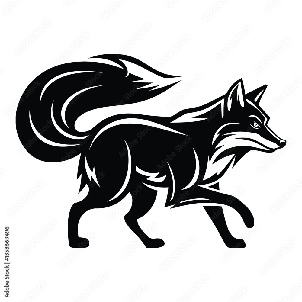 Mascot Red Fox Silhouette, Vector, Icon, Logo, White Background. Mascot Red Fox Silhouette, Vector, Icon, Logo, White Background.