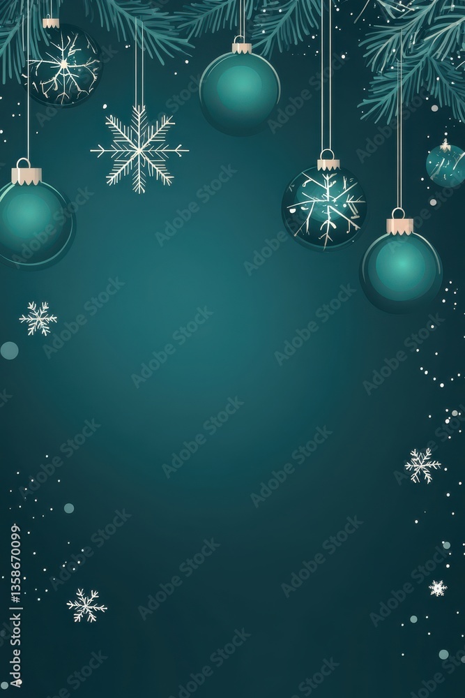 Minimalistic Turquoise Christmas Banner with Ornaments Minimalistic Turquoise Christmas Banner with Ornaments