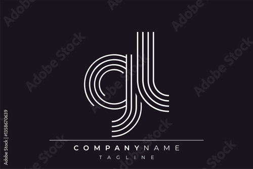 Creative GL lines letter logo design. A simplistic and elegant abstract logo design with linear patterns and initials, suitable for contemporary branding.