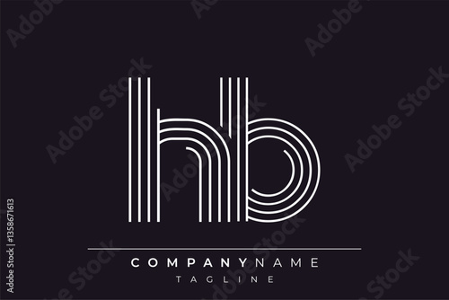 Creative HB lines letter logo design. A simplistic and elegant abstract logo design with linear patterns and initials, suitable for contemporary branding.