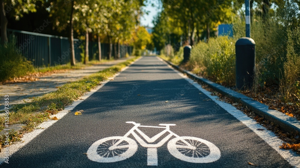 Obraz premium Bike path with floor markings