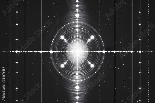 Intricate X-Ray Diffraction Pattern Revealing Crystal Atomic Structure Through Symmetrical Spot and Ring Arrangement