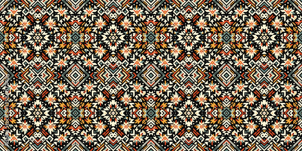Fototapeta premium seamless knitted pattern with snowflakes