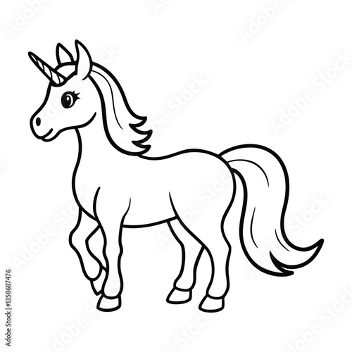 Wallpaper Mural Cute Cartoon Outline Illustration of a Unicorn for Coloring Activity Torontodigital.ca
