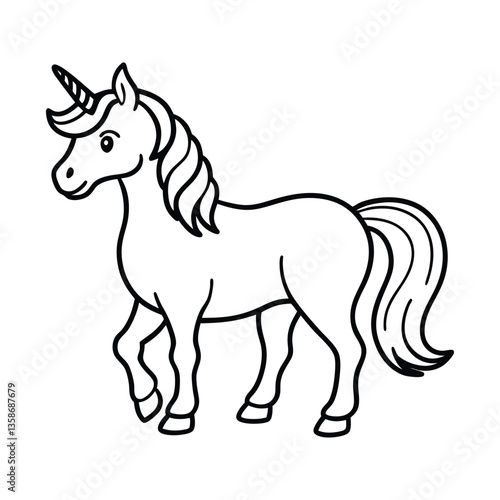 Wallpaper Mural Cute Cartoon Outline Illustration of a Unicorn for Coloring Activity Torontodigital.ca