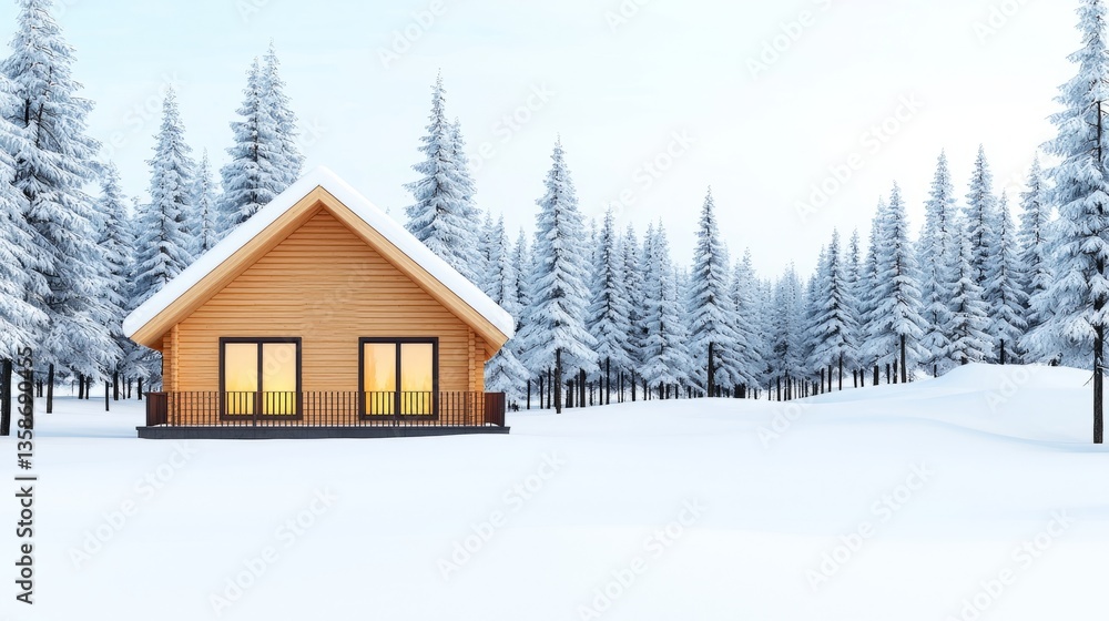 Cabin In Snowy Winter Landscape Cabin In Snowy Winter Landscape