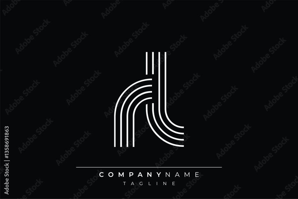 Obraz premium Creative RL lines letter logo design. A simplistic and elegant abstract logo design with linear patterns and initials, suitable for contemporary branding.