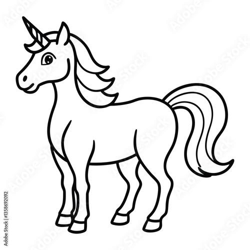 Wallpaper Mural Cute Cartoon Outline Illustration of a Unicorn for Coloring Activity Torontodigital.ca