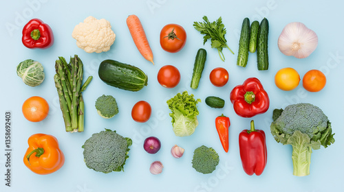 Vibrant Veggies: A colorful, photorealistic arrangement of various fresh vegetables, offering a visual feast of health and the natural beauty of food.