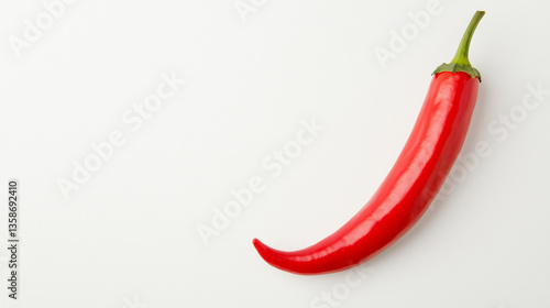 Fiery Chili Pepper: A vibrant red chili pepper, a symbol of spice and flavor, isolated against a clean backdrop, capturing its smooth texture and inviting form.