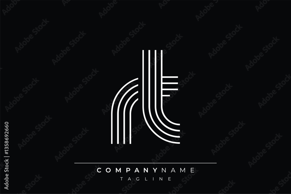 Obraz premium Creative RT lines letter logo design. A simplistic and elegant abstract logo design with linear patterns and initials, suitable for contemporary branding.