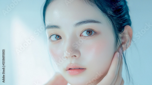 A Japanese woman with beautiful skin.