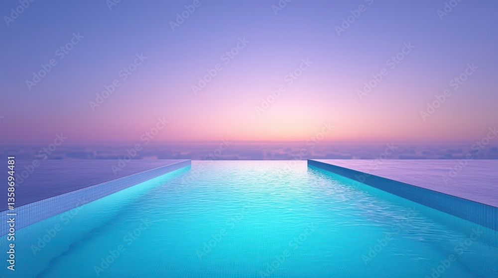 Obraz premium Luxury Infinity Pool Infinity pool with a glass edge, overlooking a cityscape at night