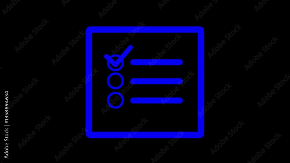 glowing neon clipboard with checklist animation icon paper shopping list clip art animated on black background. glowing neon clipboard with checklist animation icon paper shopping list clip art animated on black background.