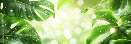 Group background of dark green tropical leaves ( monstera, palm, coconut leaf, fern, palm leaf,bananaleaf) Panorama background. concept of nature