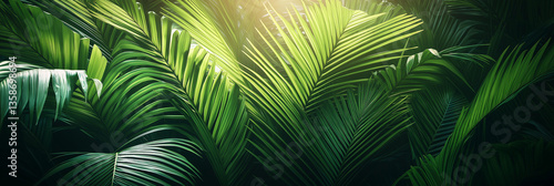 Group background of dark green tropical leaves ( monstera, palm, coconut leaf, fern, palm leaf,bananaleaf) Panorama background. concept of nature