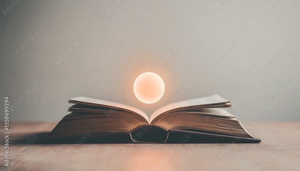 Glowing Orb Above Open Book. Glowing Orb Above Open Book.