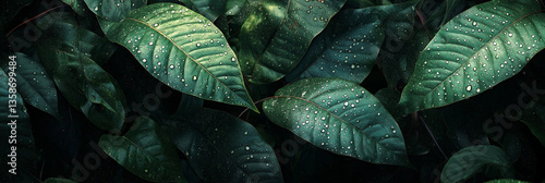 Group background of dark green tropical leaves ( monstera, palm, coconut leaf, fern, palm leaf,bananaleaf) Panorama background. concept of nature