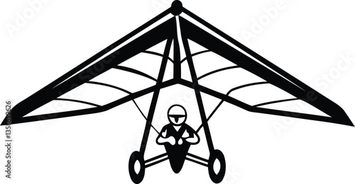 Modern and unique Hang glider silhouette vector illustration, Hang glider line art vector