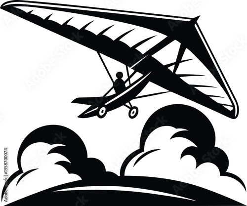 Modern and unique Hang glider silhouette vector illustration, Hang glider line art vector