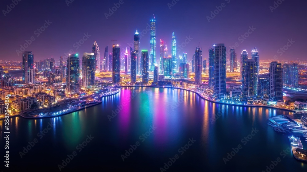 Dubai Skyline Night Panorama Dubai Skyline Night Panorama