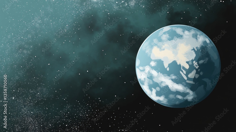 Obraz premium Earth in Space, Night Sky, Nebula, View