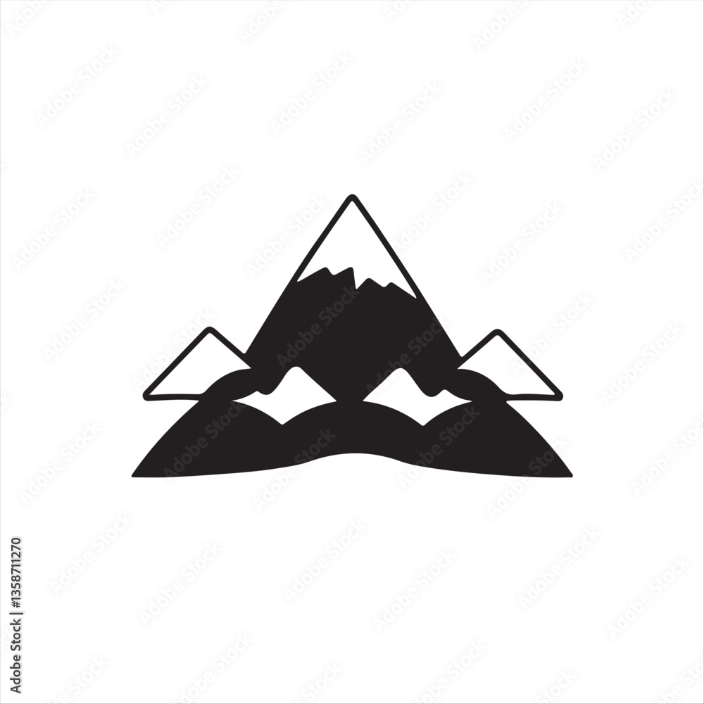 Vector style silhouette travel doodle logo, geometric shapes, clean lines, distinct split design, divided sections, bold areas, geometric balance, symmetry, visual clarity