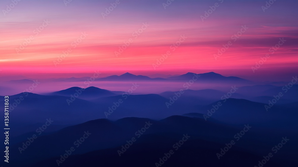 Fototapeta premium Misty Mountain Sunrise Panorama
