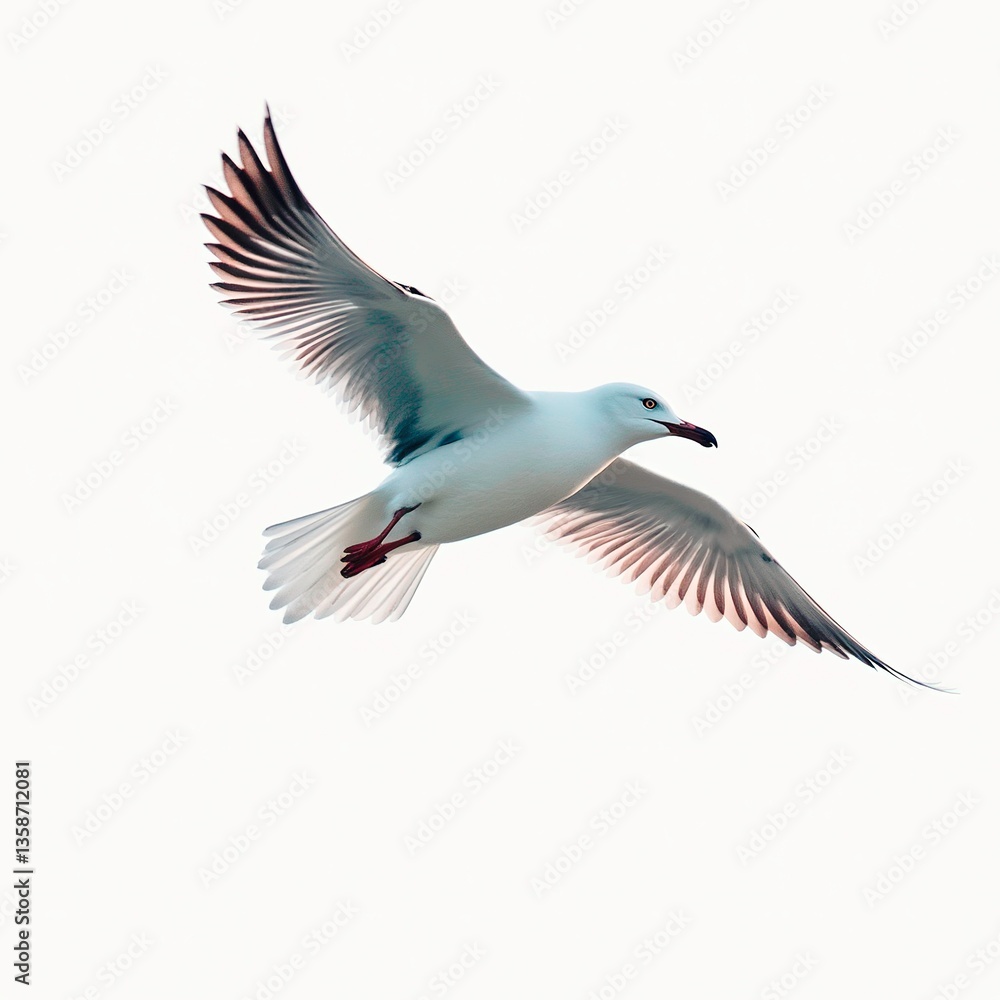 Fototapeta premium Seagull flying isolated on white background - clipping paths