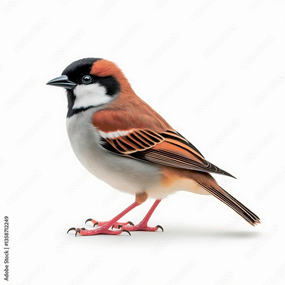 Naklejka premium Sparrow on White Background