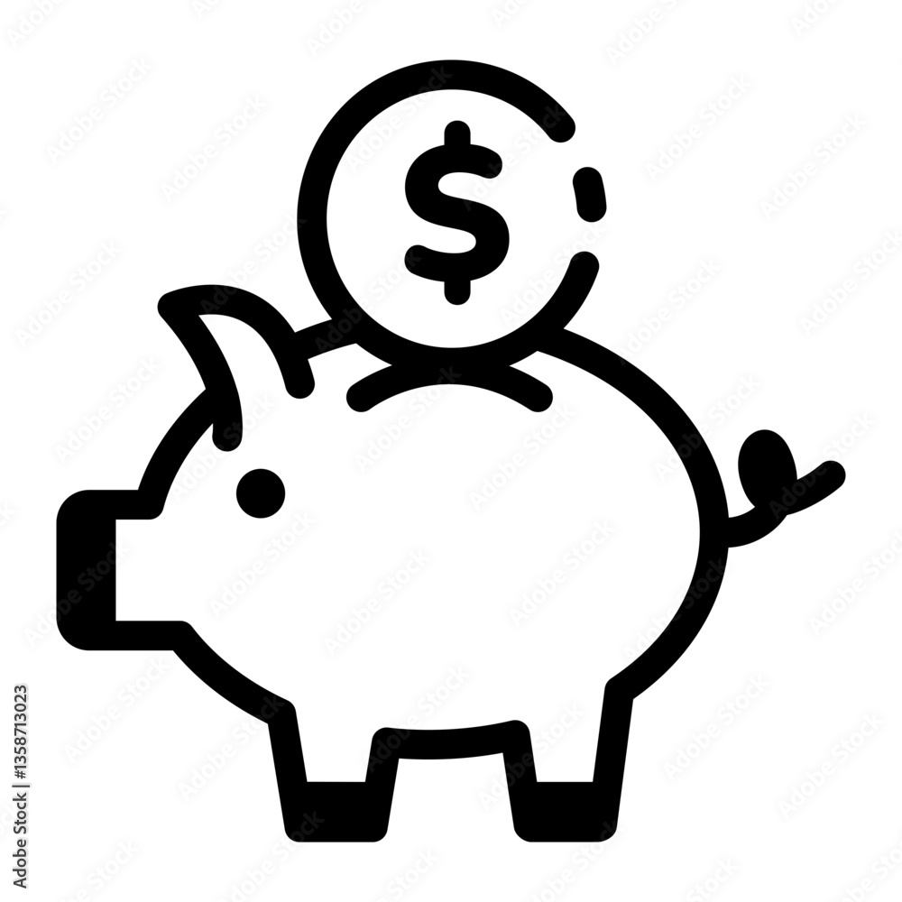 A line style icon of depositing savings in a money bank
A line style icon of depositing savings in a money bank