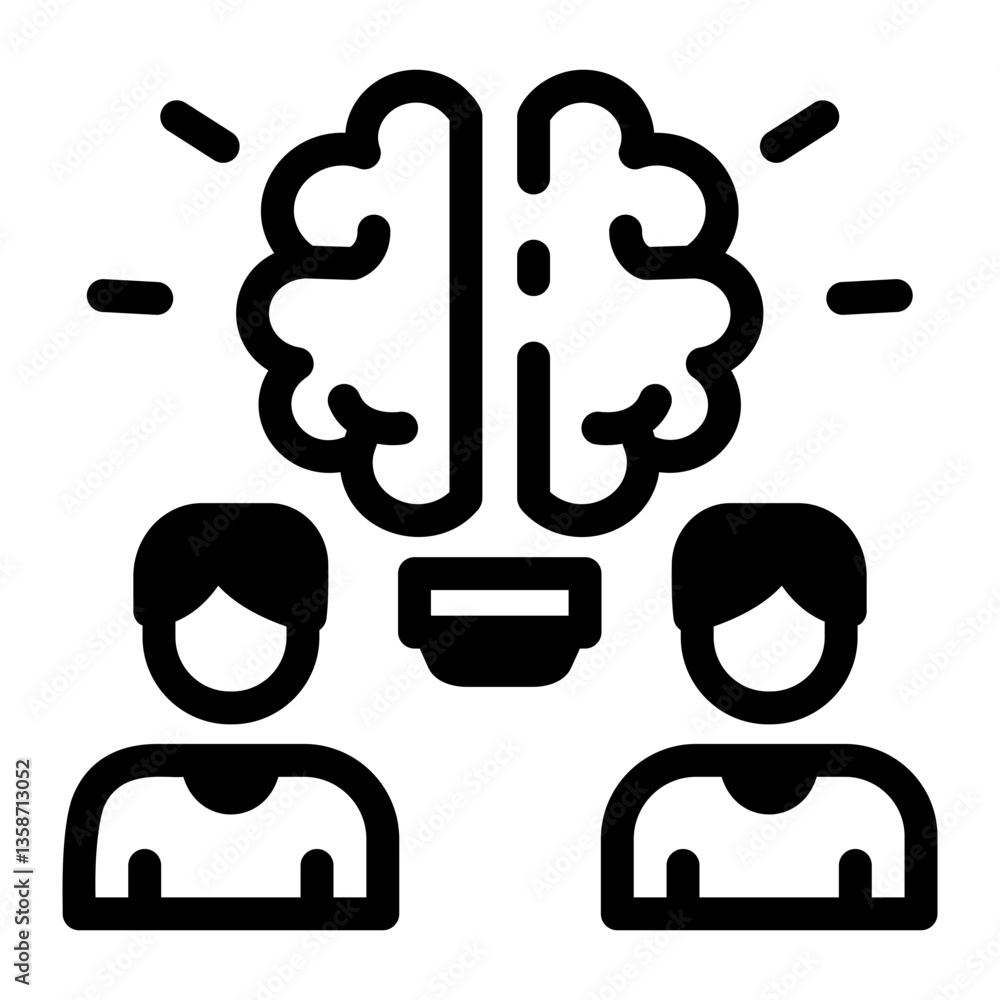 A linear style icon depicting brainstorming
A linear style icon depicting brainstorming