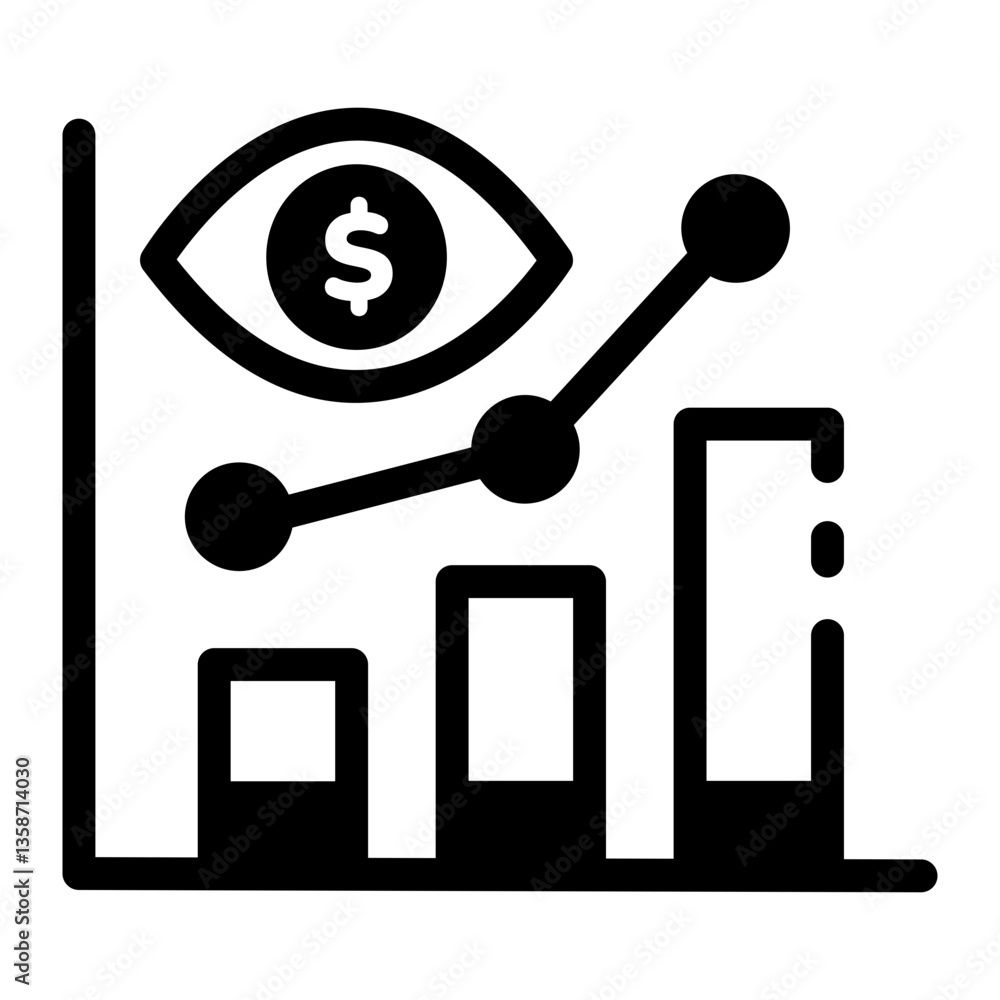 A linear style icon depicting market vision
A linear style icon depicting market vision