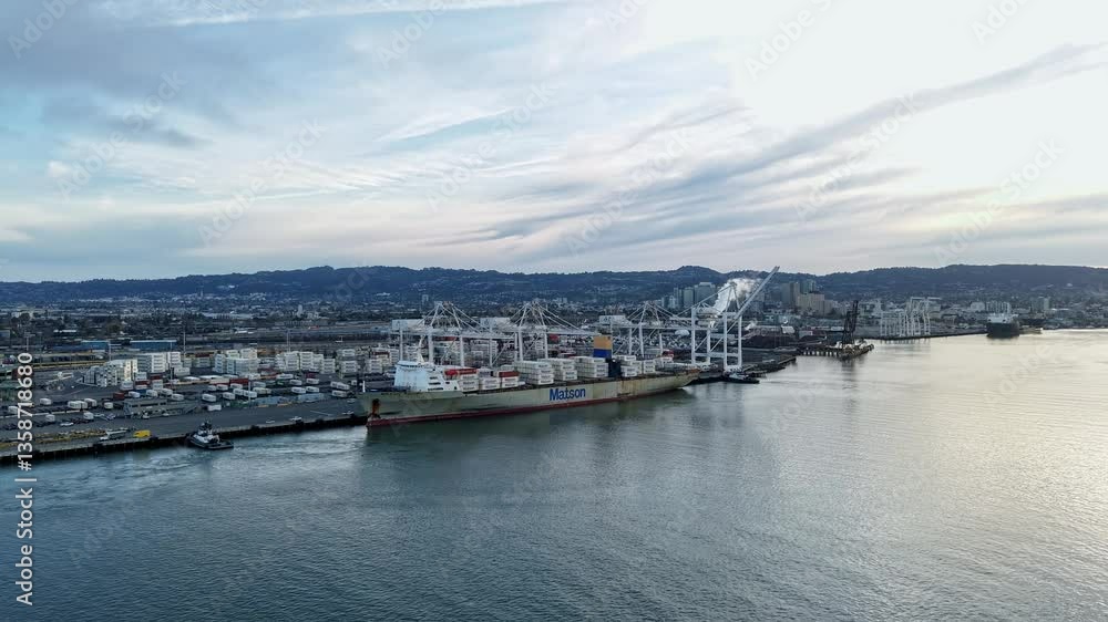 Oakland Inner Harbor comes to life in this aerial time-lapse from Alameda Point, showcasing flowing currents, active shipping lanes, and the evolving cityscape as the sun moves across the sky. Oakland Inner Harbor comes to life in this aerial time-lapse from Alameda Point, showcasing flowing currents, active shipping lanes, and the evolving cityscape as the sun moves across the sky.