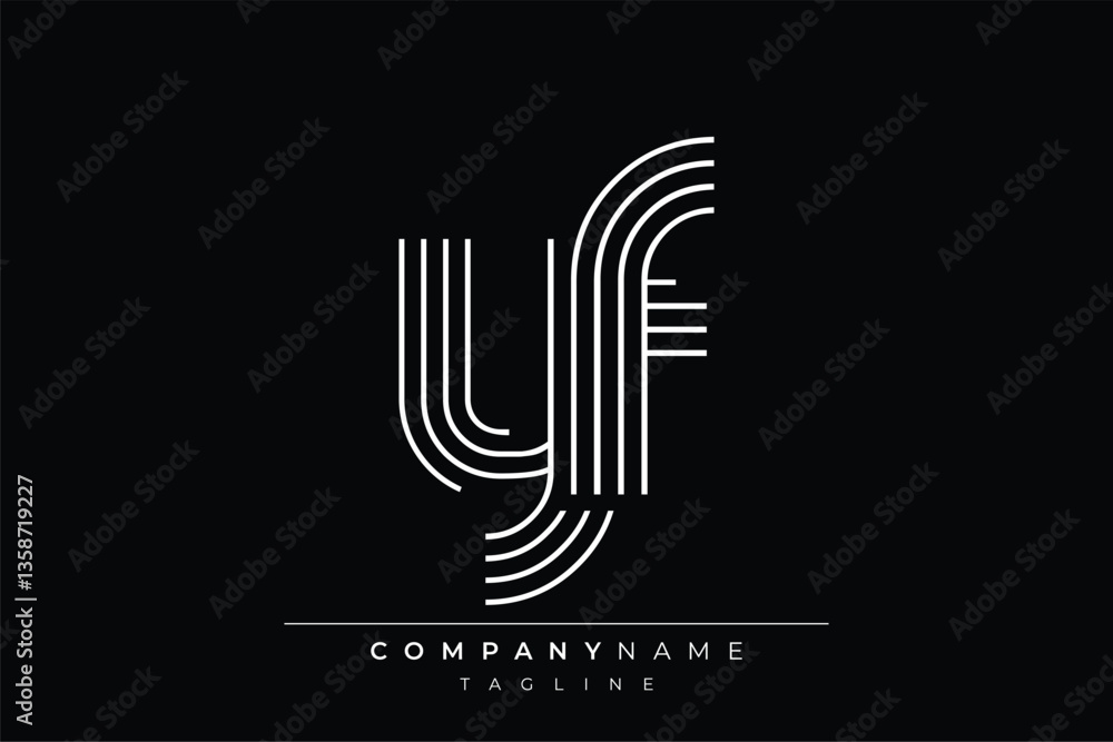 Creative YF lines letter logo design. A simplistic and elegant abstract logo design with linear patterns and initials, suitable for contemporary branding. Creative YF lines letter logo design. A simplistic and elegant abstract logo design with linear patterns and initials, suitable for contemporary branding.