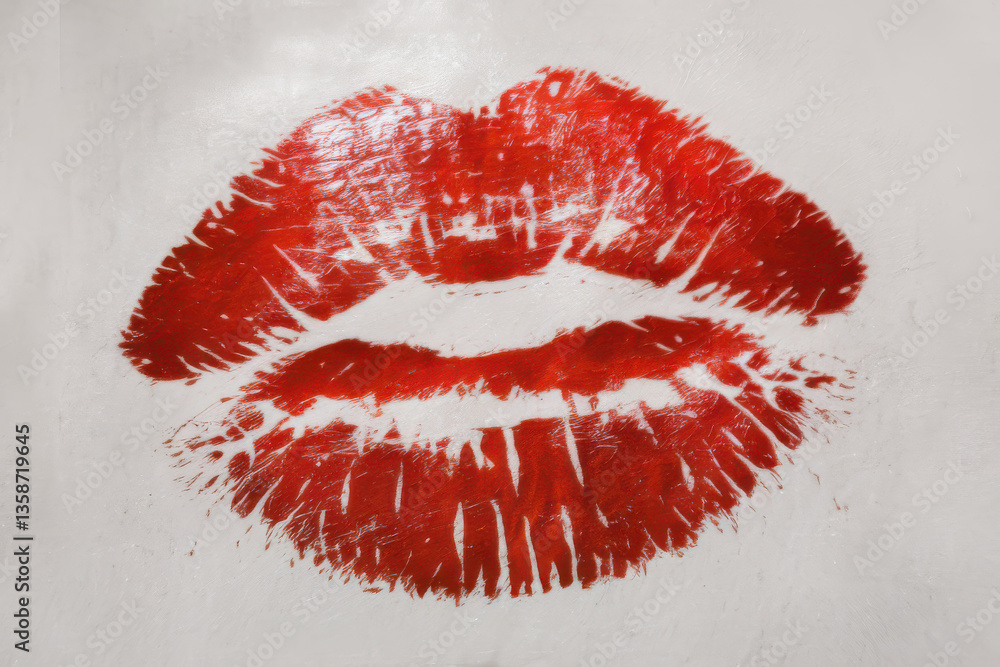 Fototapeta premium Sensual lip print over a white background