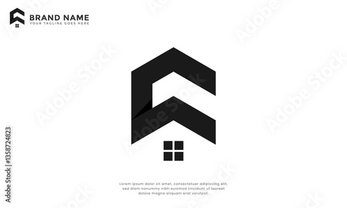 Monogram C House Vector Logo. Minimalist logo combining letter 'C' with a house. Ideal for real estate, construction, architecture, or home-related brands seeking a unique monogram identity.