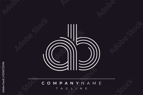 Creative AB lines letter logo design. A simplistic and elegant abstract logo design with linear patterns and initials, suitable for contemporary branding.