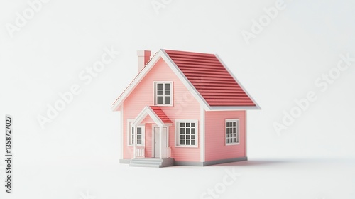 Wallpaper Mural Small pink house model with classic roofline minimalist style soft and inviting tones crisp focus on white backdrop.   Torontodigital.ca