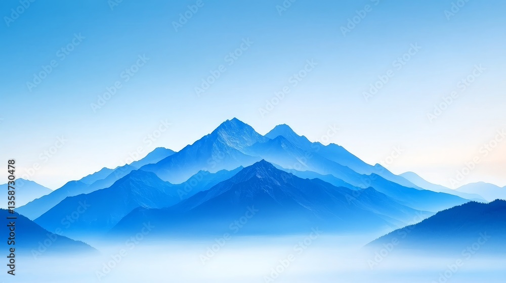 Fototapeta premium Misty Mountain View Scenic Peaks And Valley Panorama