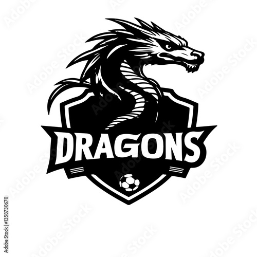 Illustration of dragon soccer clipart