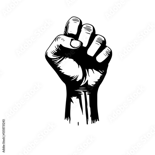 Freedom sign, hand fist outline