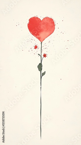 Heart Flower Abstract Art