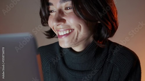 The Smiling Woman with Laptop