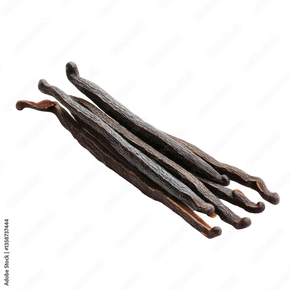 Dried vanilla bean pods on transparent background Dried vanilla bean pods on transparent background