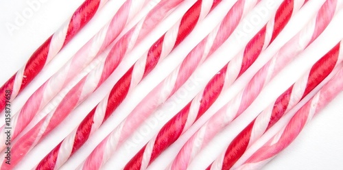 Red diagonal watercolor stripes creating candy cane texture on white paper,  festive,  red