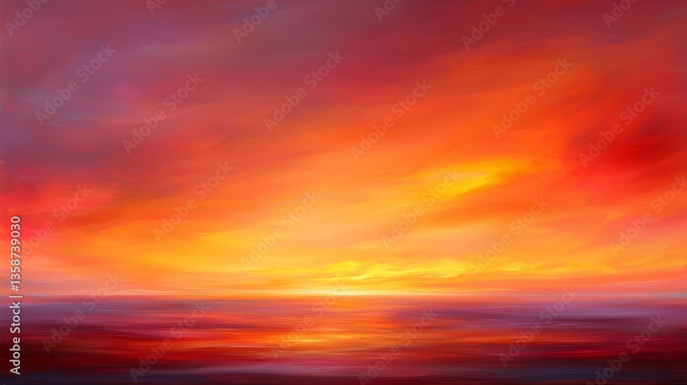Sunset Over the Ocean A Colorful Landscape Painting Sunset Over the Ocean A Colorful Landscape Painting