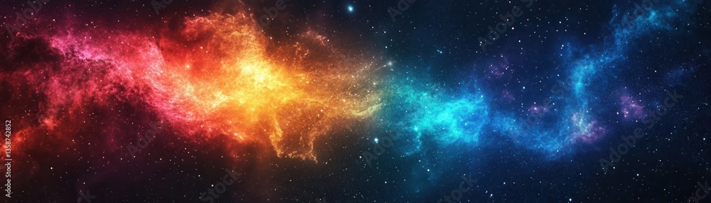 Fototapeta premium Cosmic Nebula with Vibrant Red, Blue, and Orange Hues
