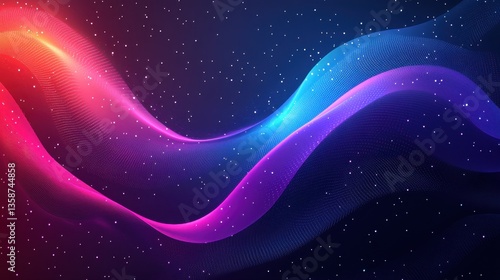 Abstract Colorful Waves, Night Sky Background, Digital Art, Website Design