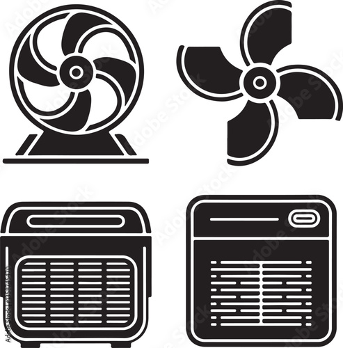 "Cooling Appliances Icons – Fans and Air Coolers"